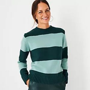 Ann Taylor Colorblock Sweater Size S Aqua Green BNWT